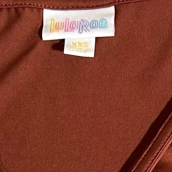 LuLaRoe Rust Brown Midi Wrap Dress Women XXS Casual 3/4 Sleeve Stretchy Slinky - Picture 5 of 5